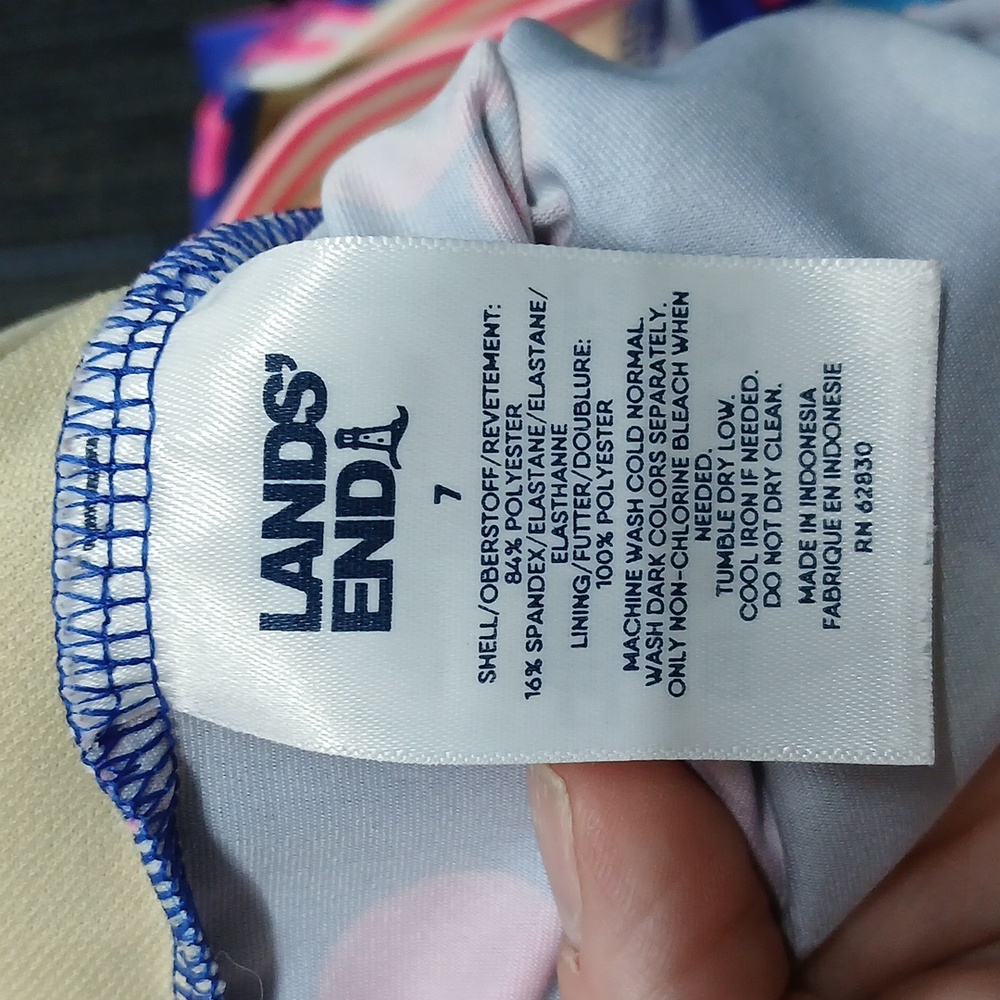 Lands’ end tankini Blue And Pink Poka Dots Size 7 NWOT - Picture 3 of 3